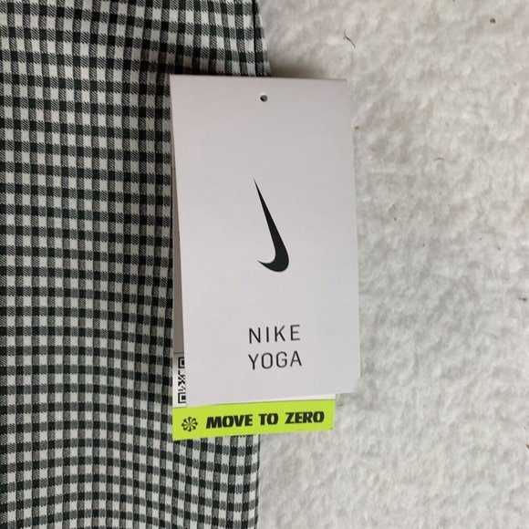 Nike‎ Cropped Pants Women's Small Black Check Stretch High-Rise Leggings 6915 - Picture 2 of 9